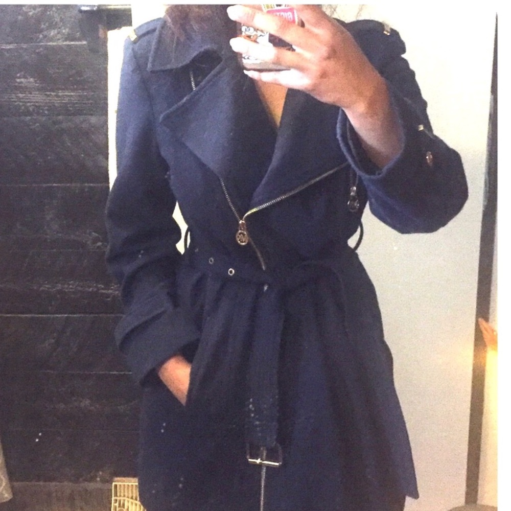 MK NAVY BLUE TRENCH COAT w/ Gold accents